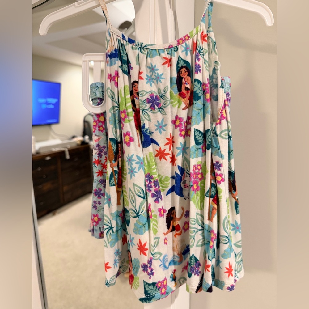 Posh Peanut White Tropical Floral Moana Print Girls Matching Set